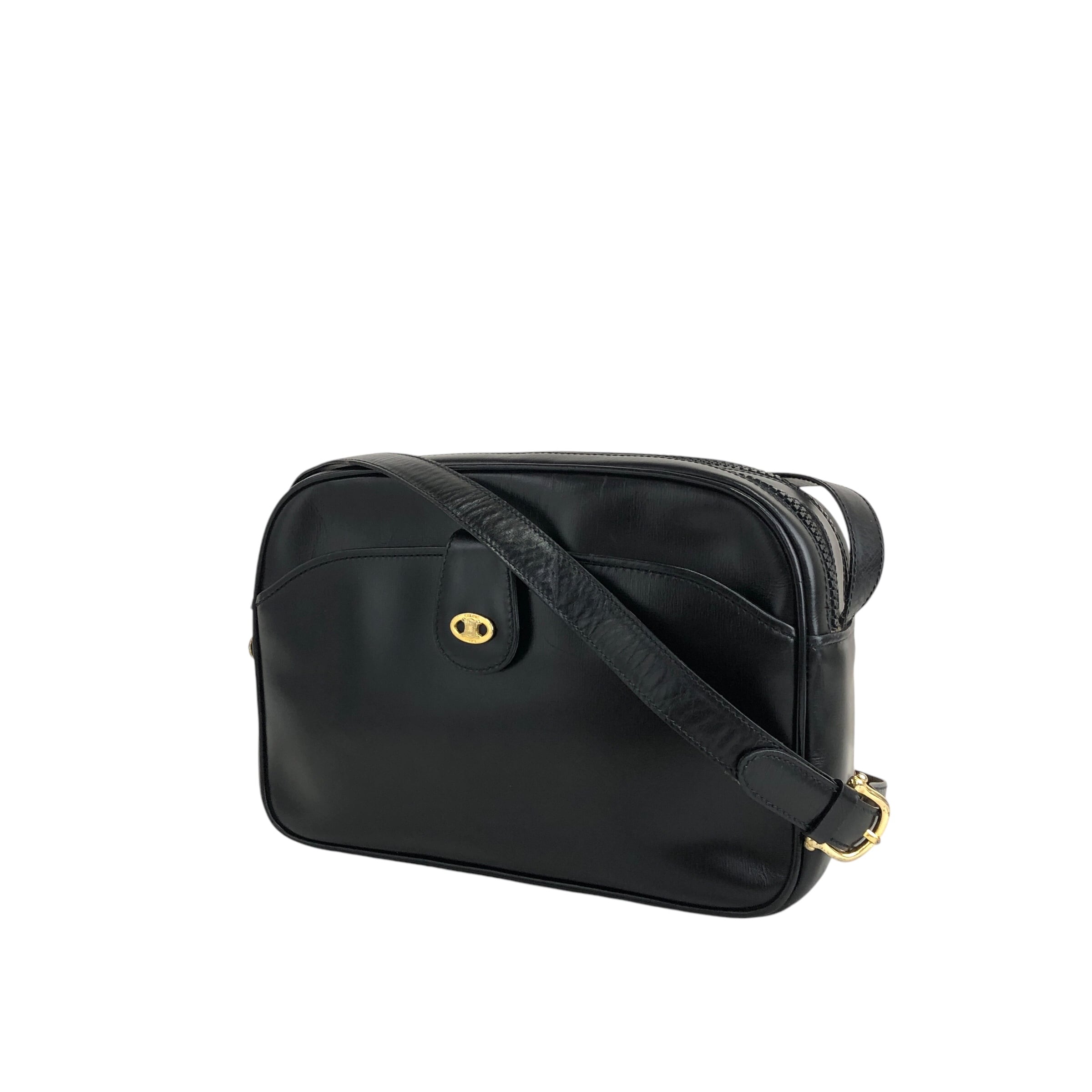 CELINE セリーヌ ショルダーバッグ ブラック ブラゾン レザー vintage