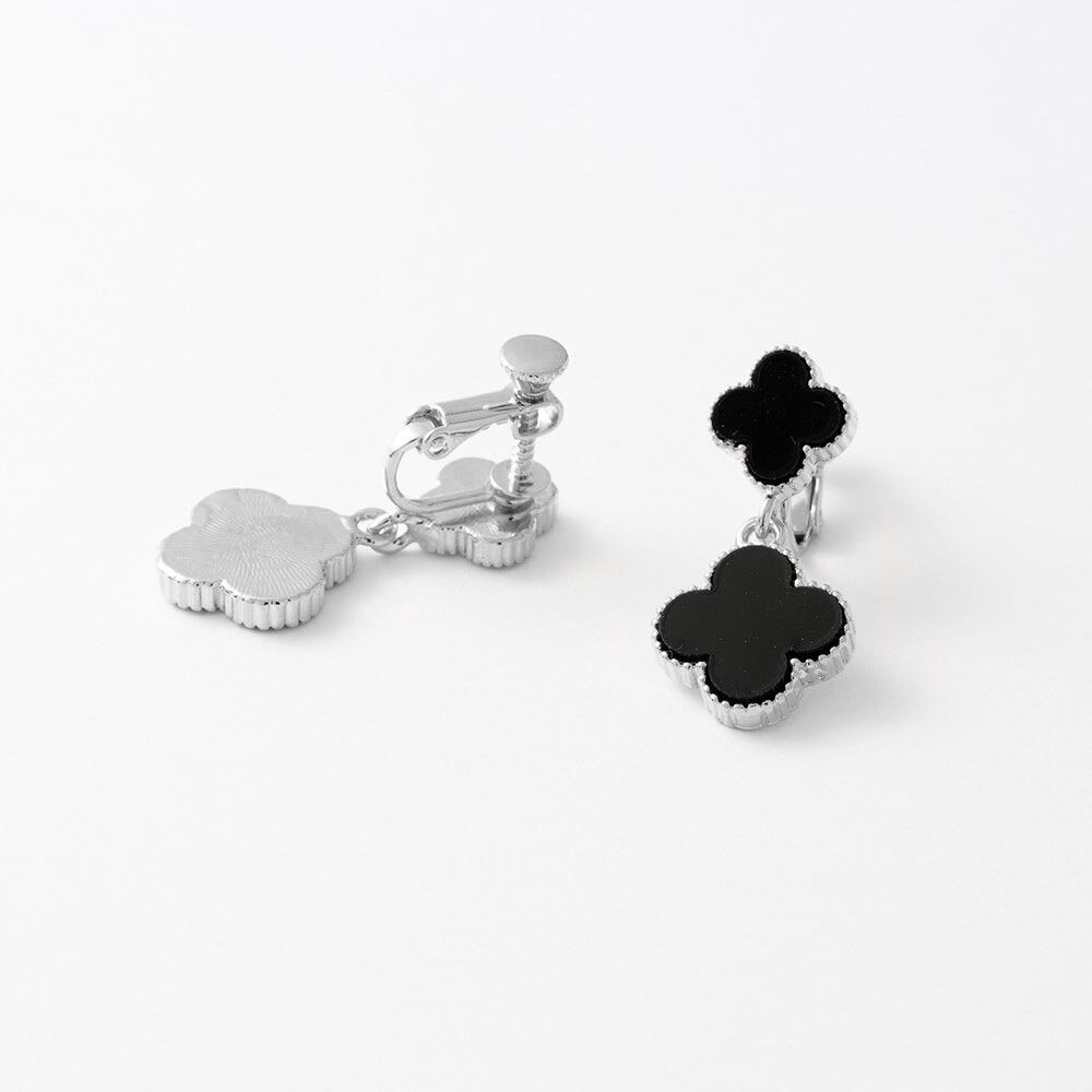 ■2020n■2way / クローバーのピアス＆リングの2点セット クローバー 2連【シルバー】ピアス / イヤリング ホワイトパール | ASK