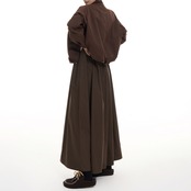 ジップアップ パッチワークAラインワンピース H0059