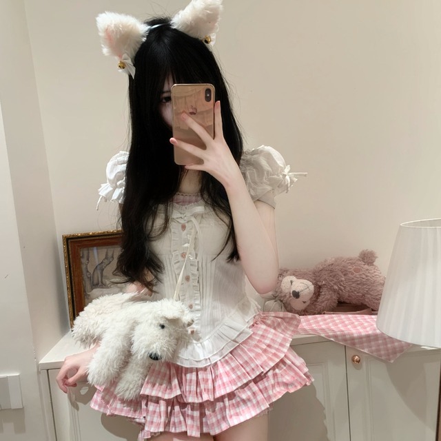 ガールーチェックミニメイドコスプレ【No.3234】/かわいいレディースコスプレ衣装