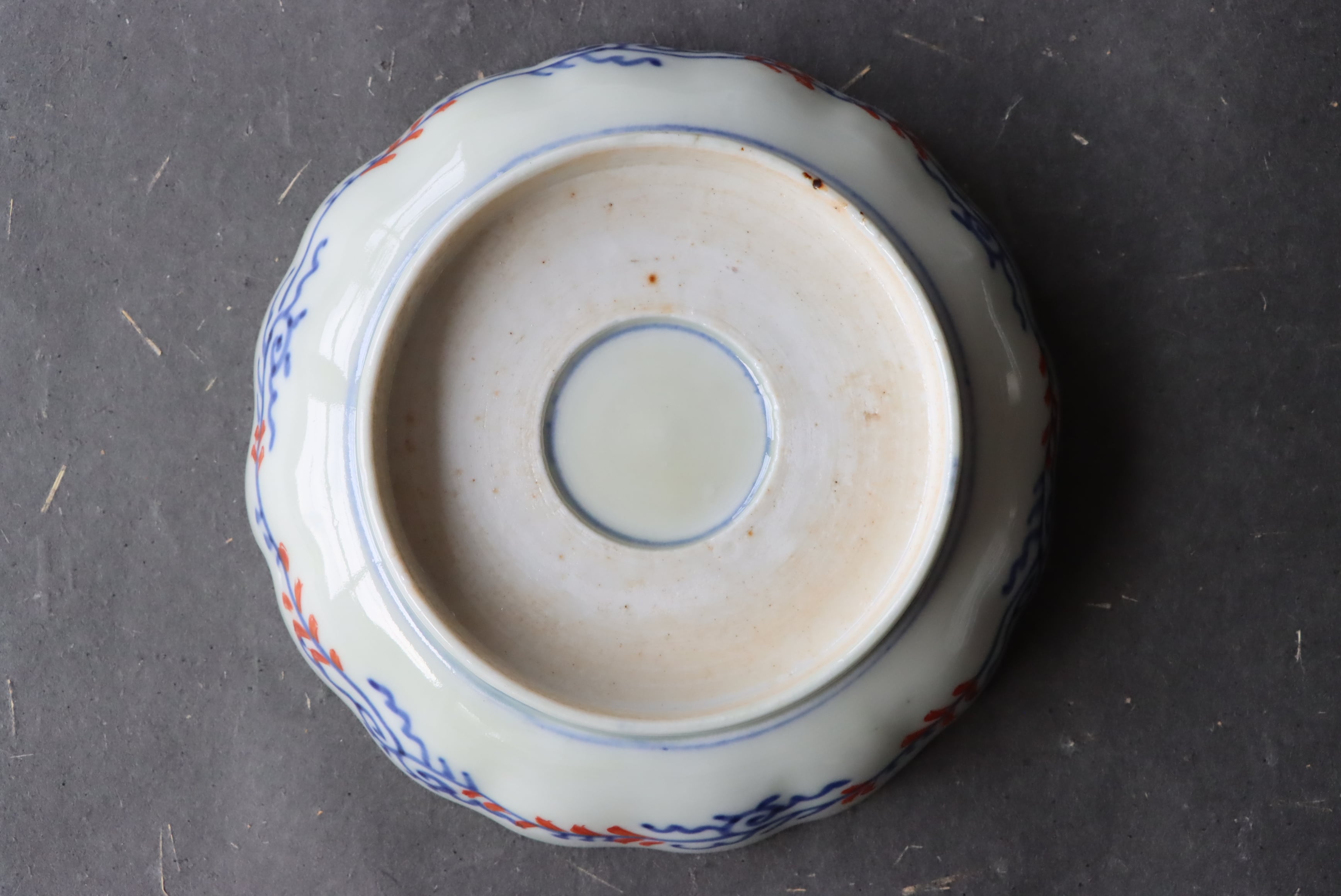 伊万里焼 色絵 花籠文 輪花 膾皿/Imari 