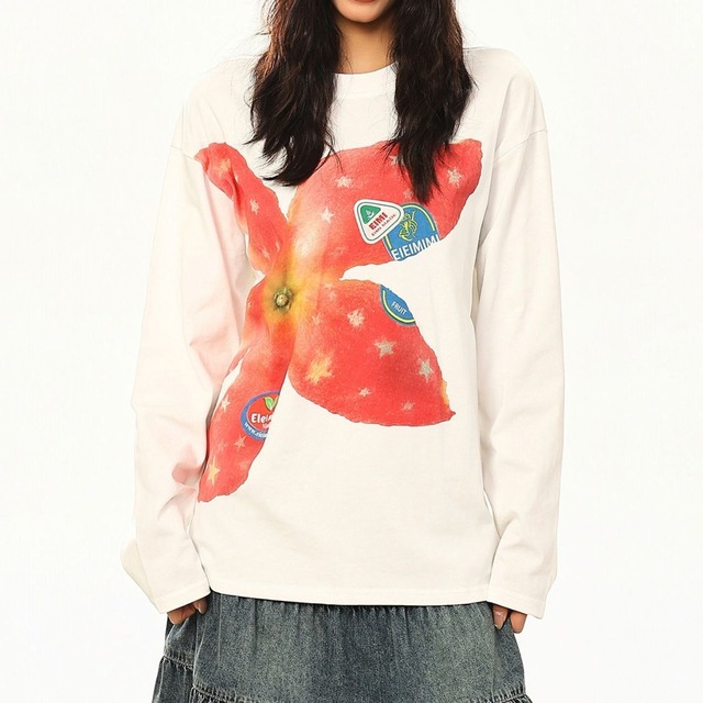 フルーツピールグラフィックプリントTシャツ 2col   R02833