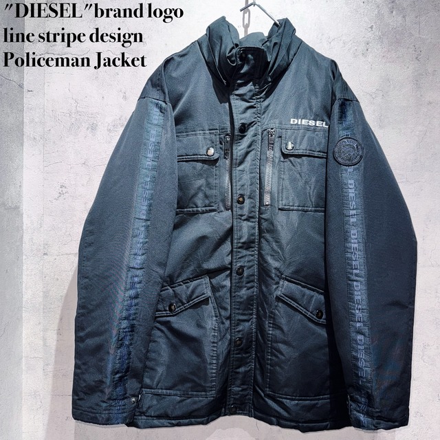 "DIESEL"brand logo line stripe design Policeman Jacket