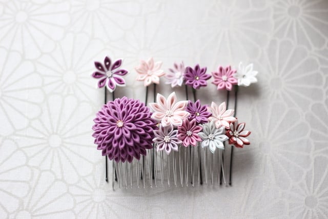 つまみ細工 コームとUピンのセット