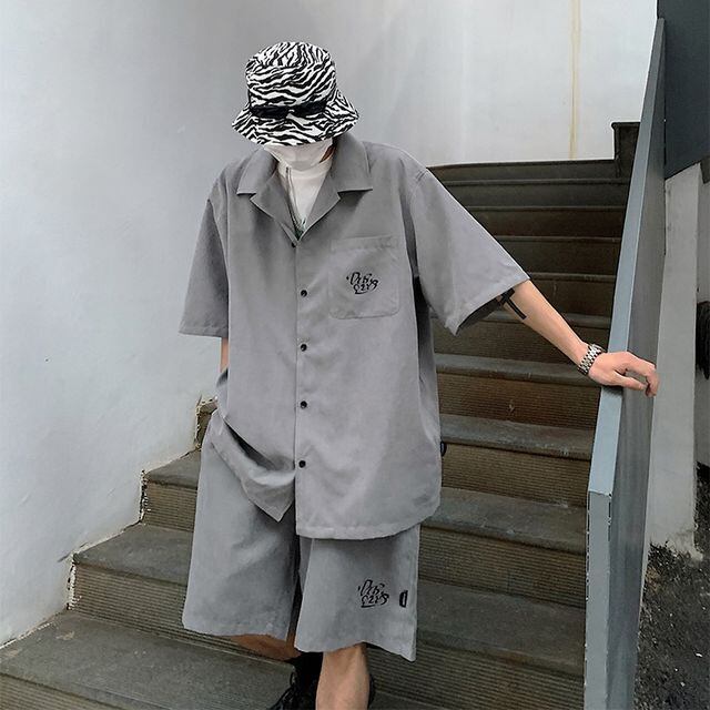 予約販売】メンズ セットアップ 上下 半袖 ハーフパンツ バック