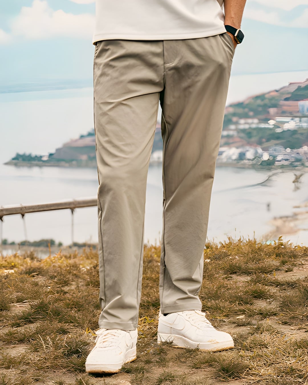 ノープリーツ ストレートパンツ 4色 E0076