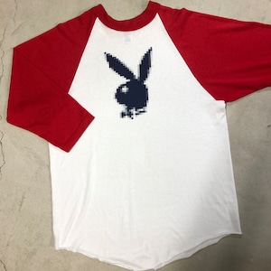 OLD PLAY BOY RED×WHITE RAGLAN T-SHIRT "MOSAIC"