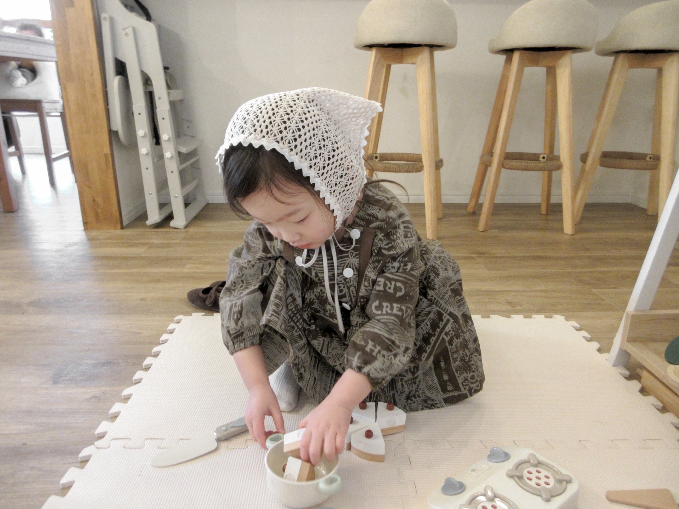 【即納/送料無料】Crochet Lace Bonnet / black