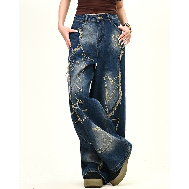 graffiti wave fringe denim　グラフィティウェーブフリンジデニム　J1213