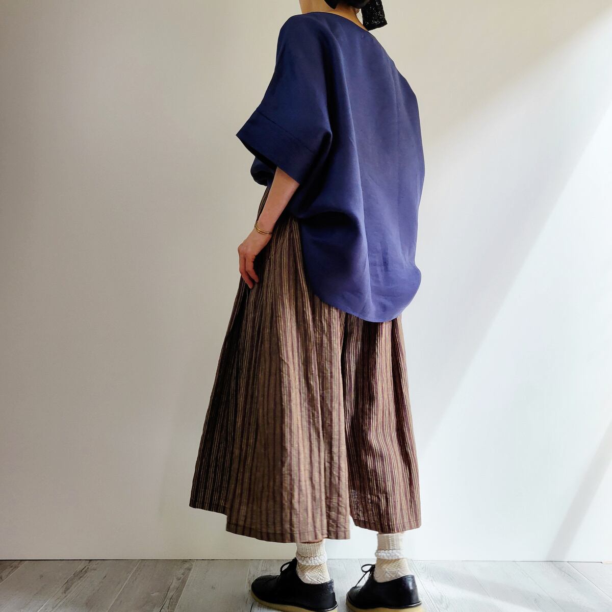 しっとり和を感じて秋コーデにも使える♪ リネンのストライプ柄