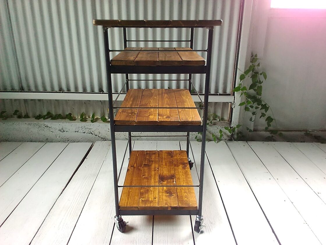 アイアン ウッド ダイニングテーブル （ 落ち着き払っ 収納棚 付き 