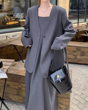 サスペンダースカートセットアップスーツ A0548