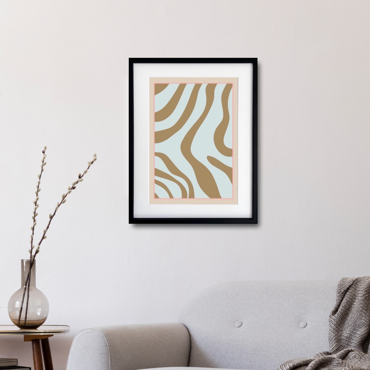 静寂の流れ Ⅳ｜滑らかに重なるラインが魅せるミニマル抽象アートポスター｜空間を整える静けさと品格｜A4ポスター