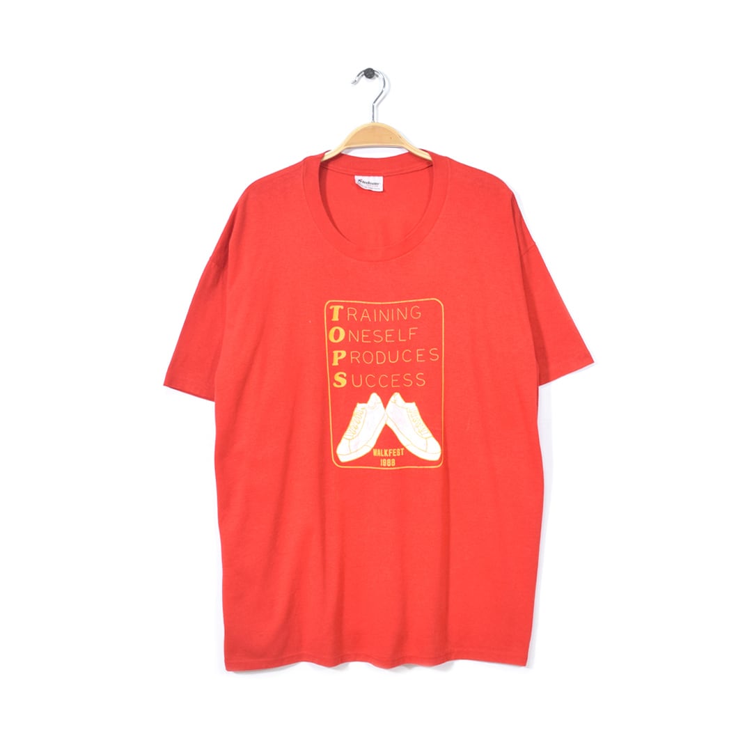 80s ステッドマン USA製 ヴィンテージ Tシャツ WALK FEST 1988 赤 レッド 袖裾シングル アメカジ サイズXXL 古着 @BZ0106