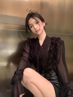 シースルー フリル ブラウス G10CSH0037