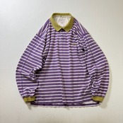 90s Dockers　ボーダー　ラガーシャツ　ポロシャツ　長袖　ドッカーズ　パープル　L 古着