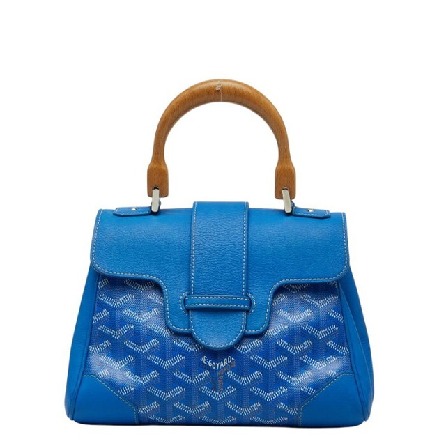 ゴヤール サイゴン ミニ ハンドバッグ ブルー PVC レザー レディース GOYARD 【中古】