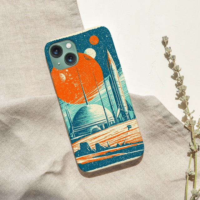 受注生産 iPhoneケース ロケットと惑星の宇宙航路｜レトロフューチャー RFSP019A