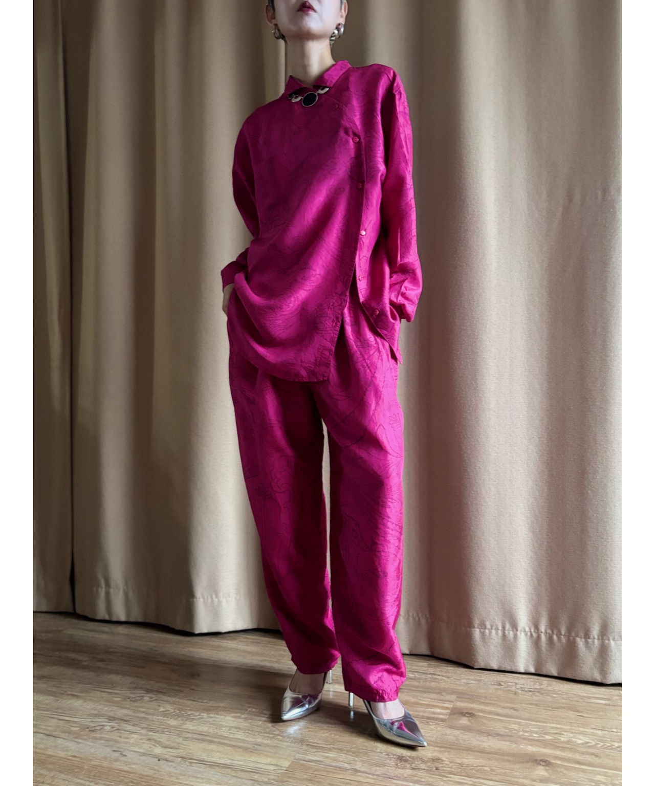 DIANEGILMAN magenta silk set up-5032-10
