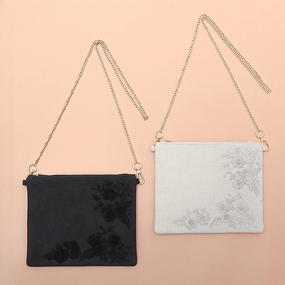 モノトーン花刺繍 ショルダーバッグ | 猫とイチオクノホシ