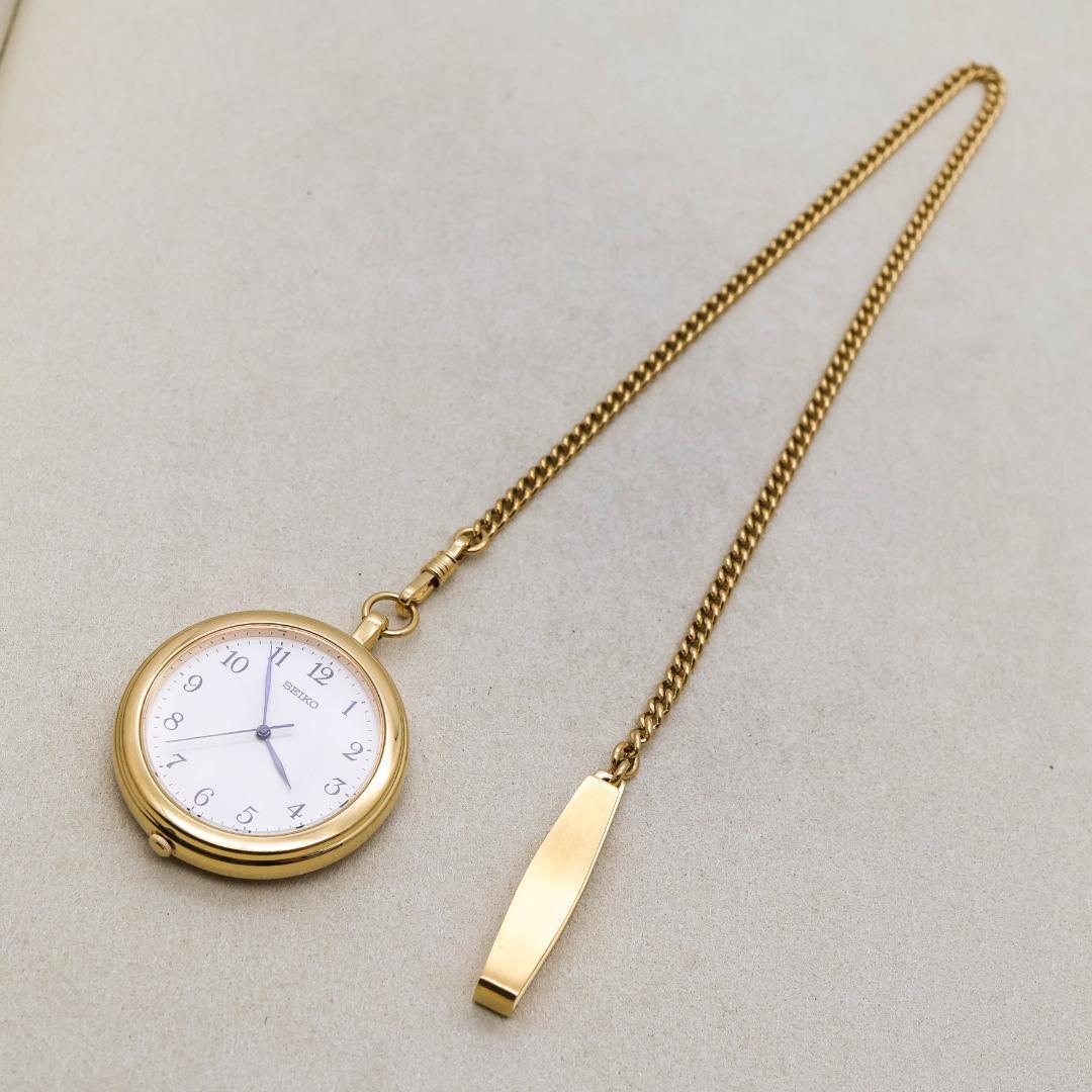 ◇稼働 SEIKO 懐中時計 ゴールド文字盤 チェーン 新品電池 l ◇稼働 SEIKO 懐中時計 ゴールド文字盤 チェーン 新品電池 l