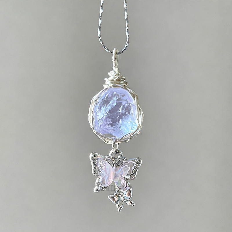 TCアクアマリン原石の蝶ネックレス 5s