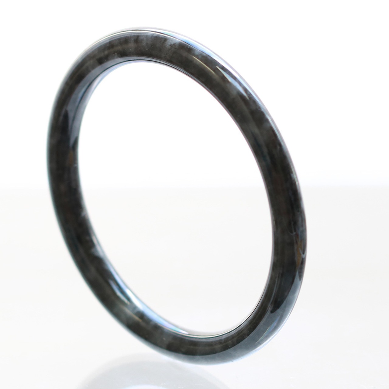 【内径57.6mm】princess/black 翡翠バングル A貨翡翠 jd_bg1201