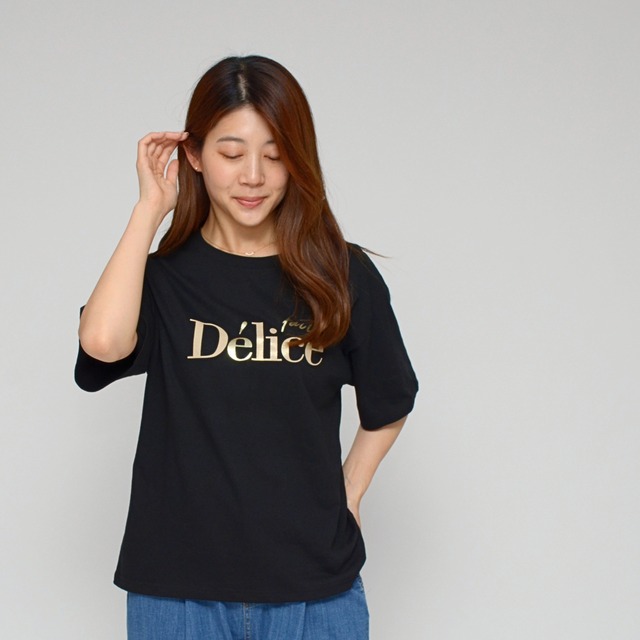 【WEB限定・存在感】 Praia selection 箔ロゴT - LERK-26533 ブラック ‐