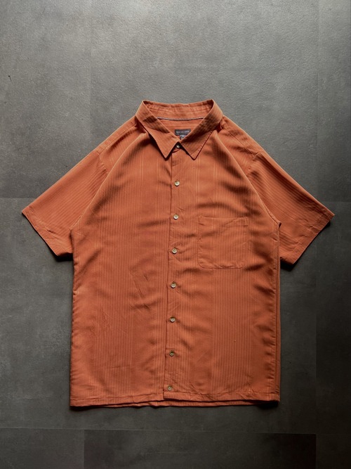 VAN HEUSEN ストライプ 半袖シャツ 3XLT テラコッタオレンジ ヴァンヒューセン