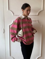 【新作5％OFF・3日間】Lace-collar Stripe Toips_3colors