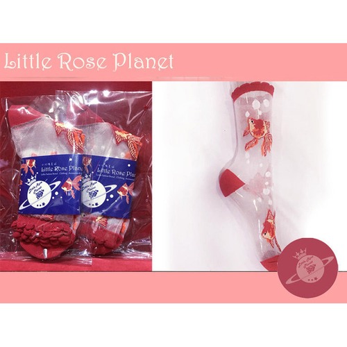 【Little Rose Planet】Crystal Goldfish 金魚柄シースルーソックス(RED) 