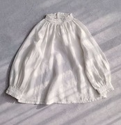 ヴィンテージ風 フリルカラー スタンドカラーブラウス