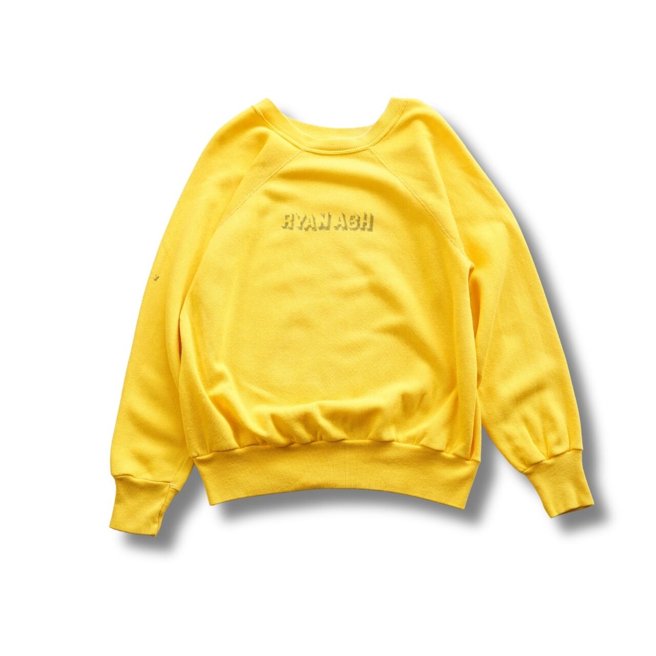 60〜70s Vintage ヴィンテージ RYAN ABH ステンシル ラグランスウェット イエロー(実寸S〜M相当)|NA985