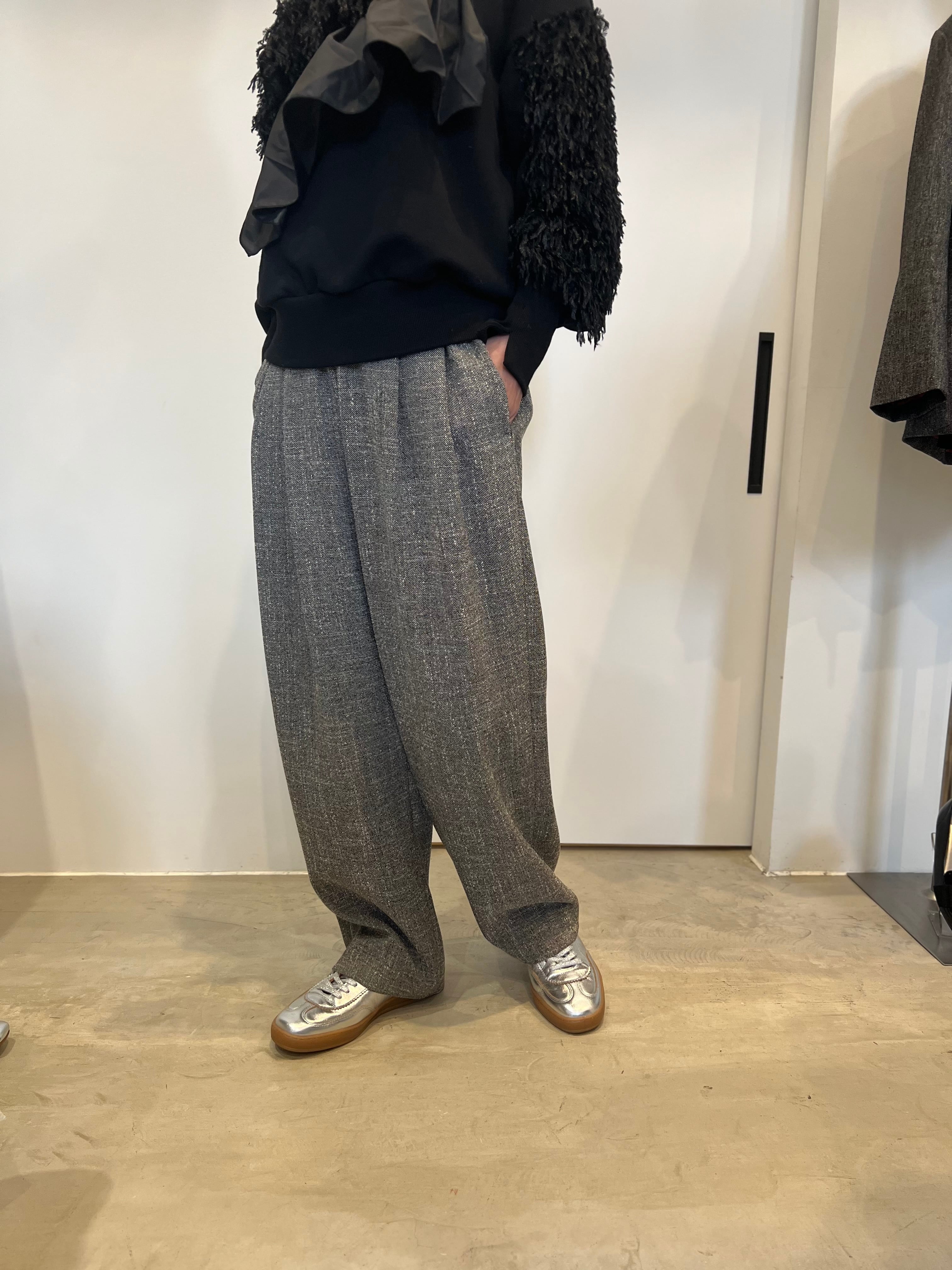 【PASSIONE】セットアップ可 ツイードライクツータックパンツ 536609