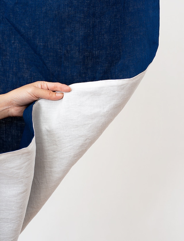 aulico : LINEN BLANKET / NAVY : WHITE