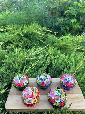 ペトリキウカ塗り　木製ジュエリーボックス（ホメンコ作）ウクライナ製