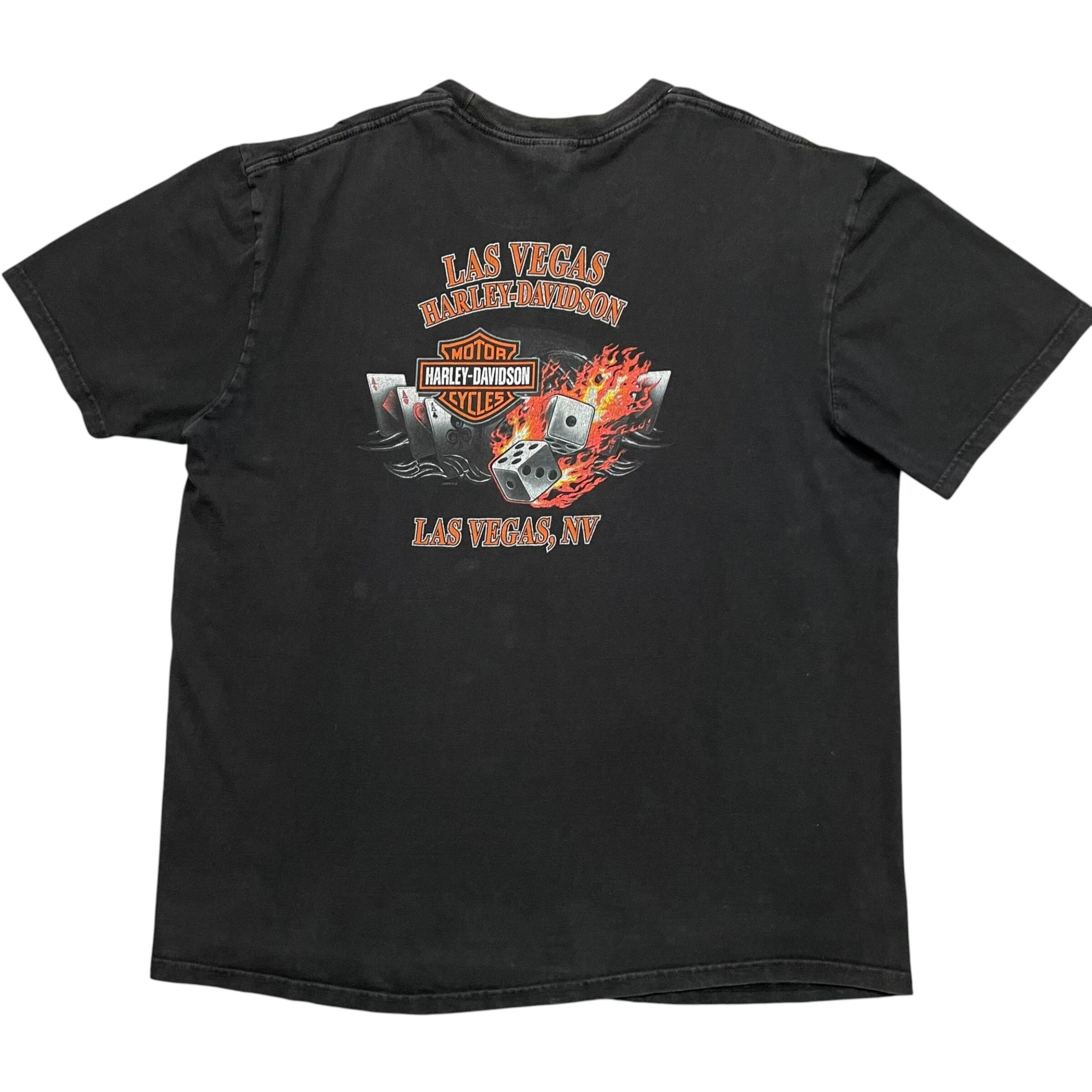 《XL》 Harley-Davidson ハーレーダビッドソン Tシャツ プリント 両面プリンフェード ブラック no.10526