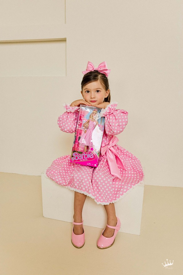 【即納】<minirecipe>  Pink dolly one-piece (ヘアリボン付き)