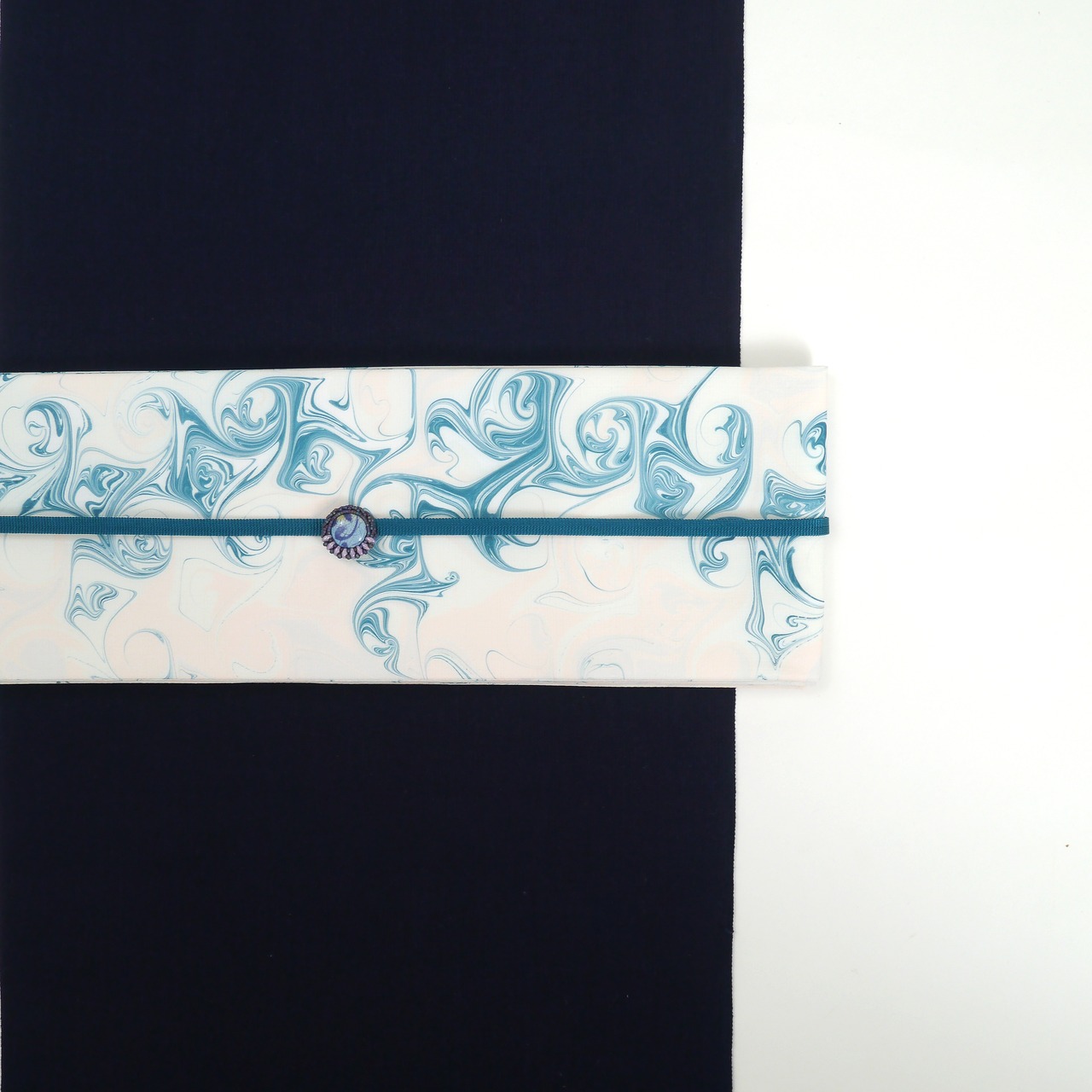 半巾帯 ［ ペールトーン × 孔雀青 ］