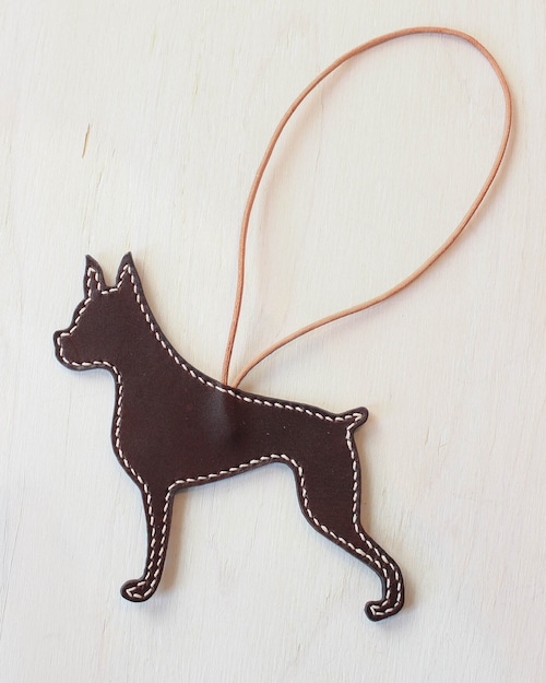 Hand Stitch Leather Dog Charm -Boxer