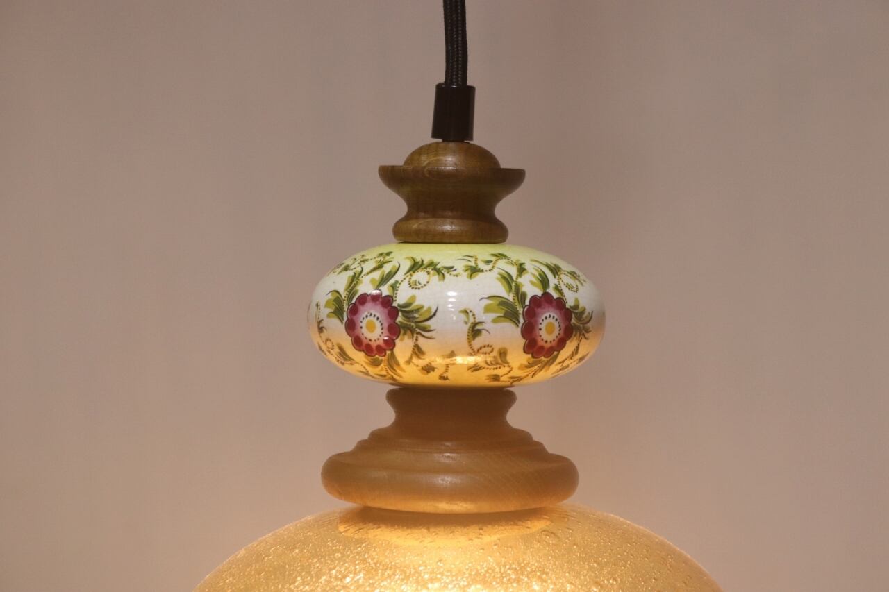 ヴィンテージ ペンダントライト ランプ 照明 吊り下げ 気泡ガラス
