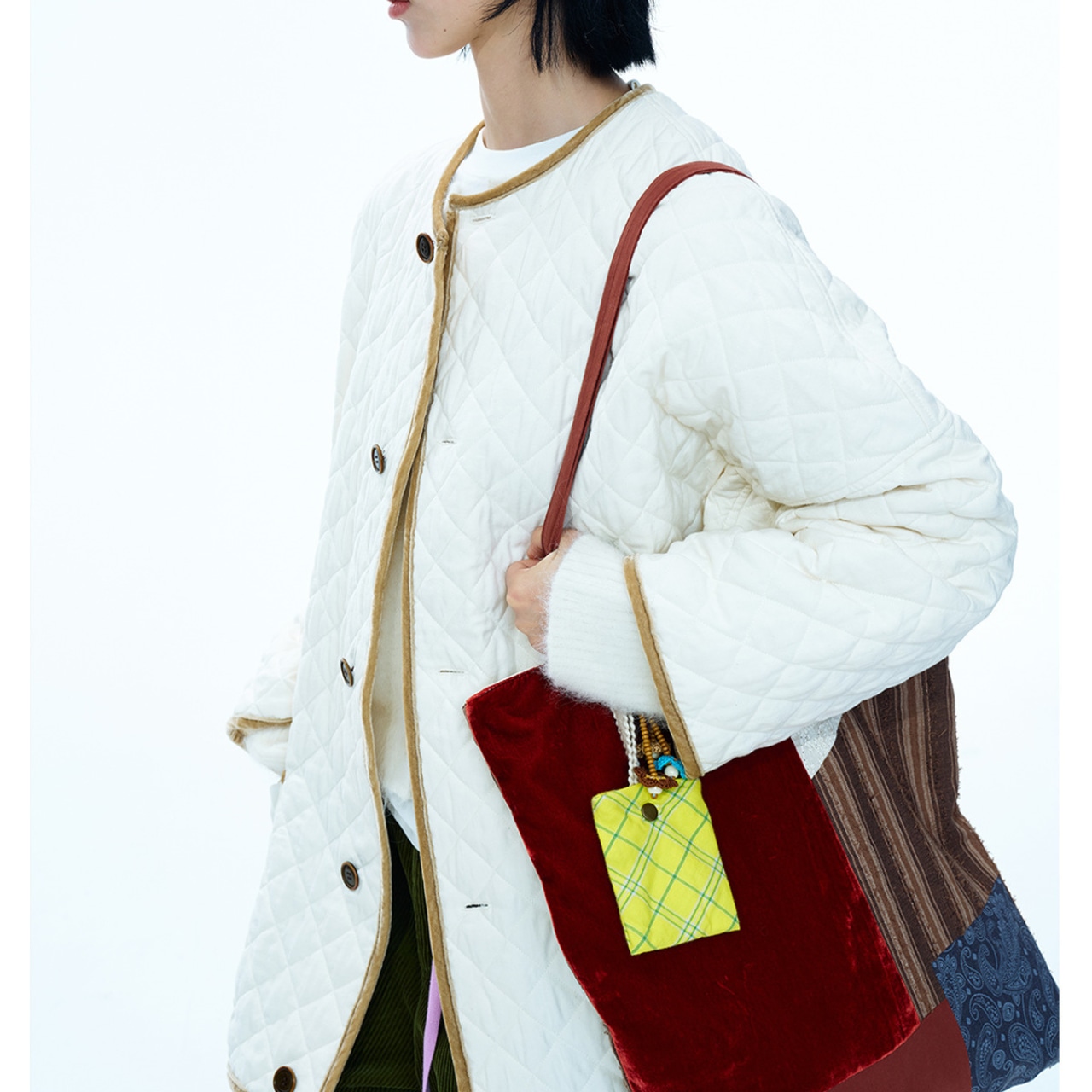 Quilted No-Collar Jacket T4060