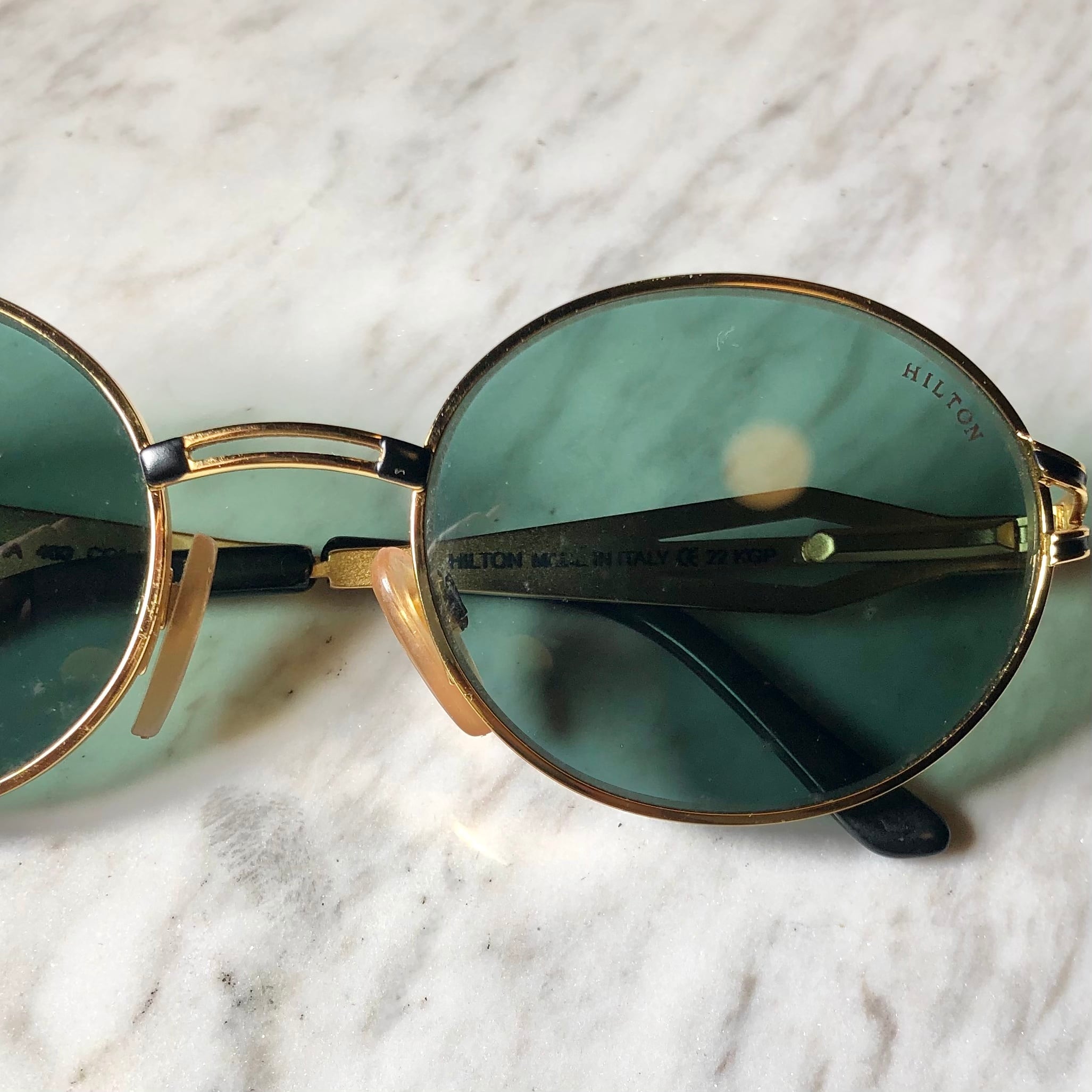 vintage HILTON 22k gold plated×black glasses 