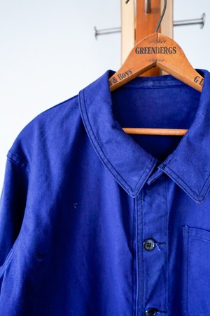 【1950s】"Saint James, French Army" Blue Cotton Twill French Work JKT / 132m
