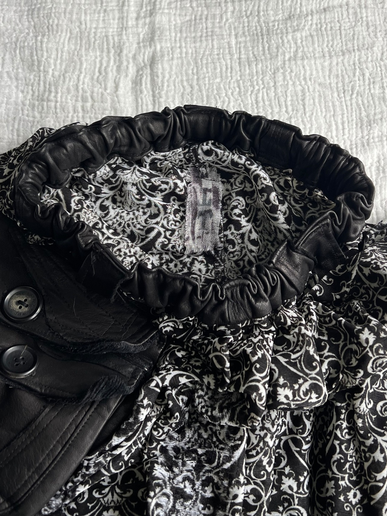 "Shohei Takamiya" Layered Leather Gimmick Flared Pants