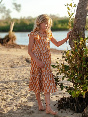 ALAKAI / Little Matilda Dress _ Rust（3y,5y,6-7y,8-9y）