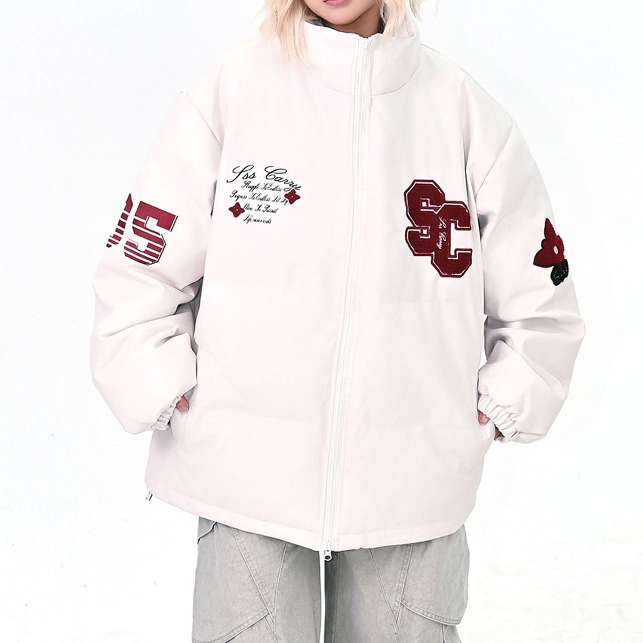 エンブレムパフスタンドネックブルゾン 2col R01311