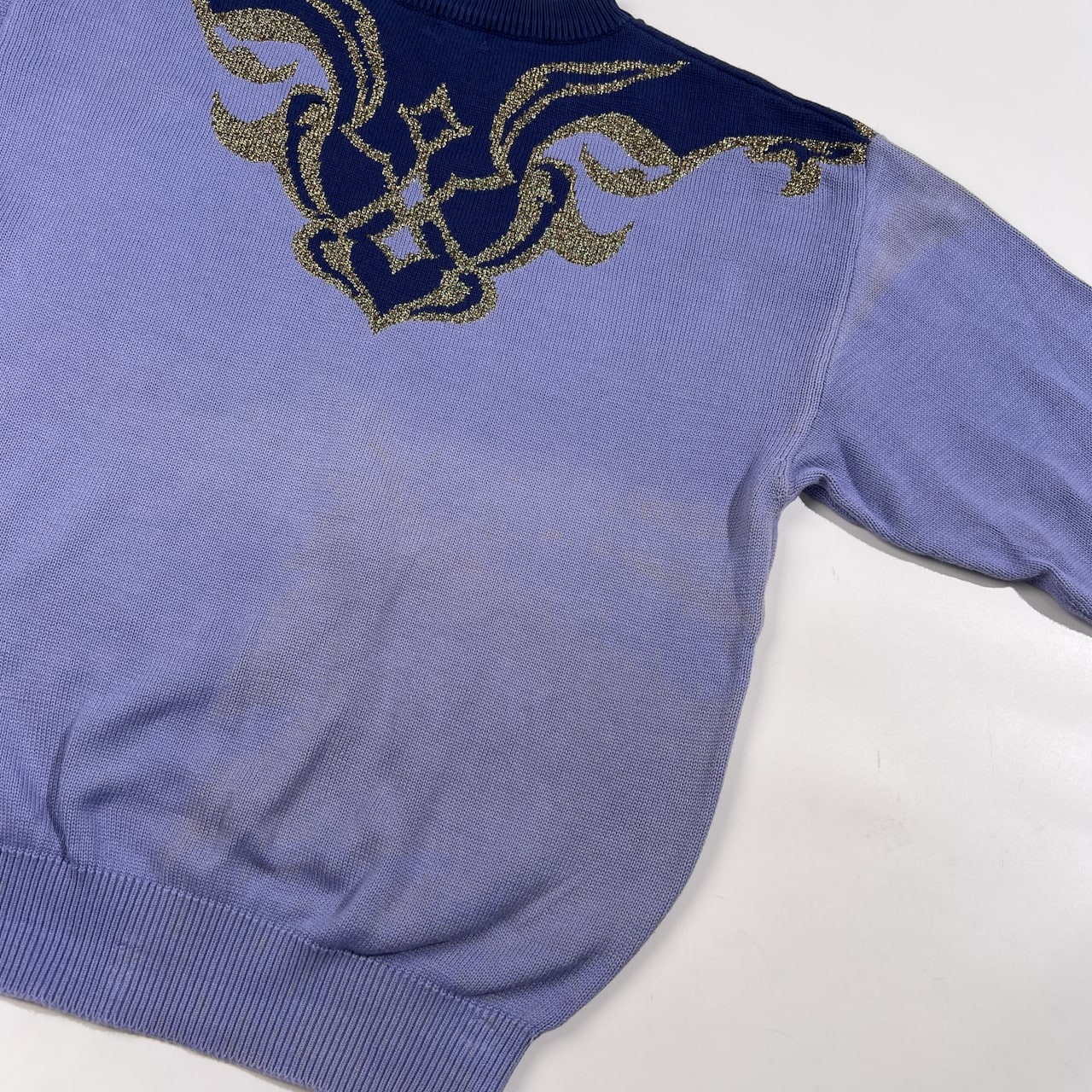 希少 FICCE YOSHIYUKI KONISHI フィッチェ ヨシユキコニシ デザイン コットンニット セーター /パープル系/メンズ/ビンテージ