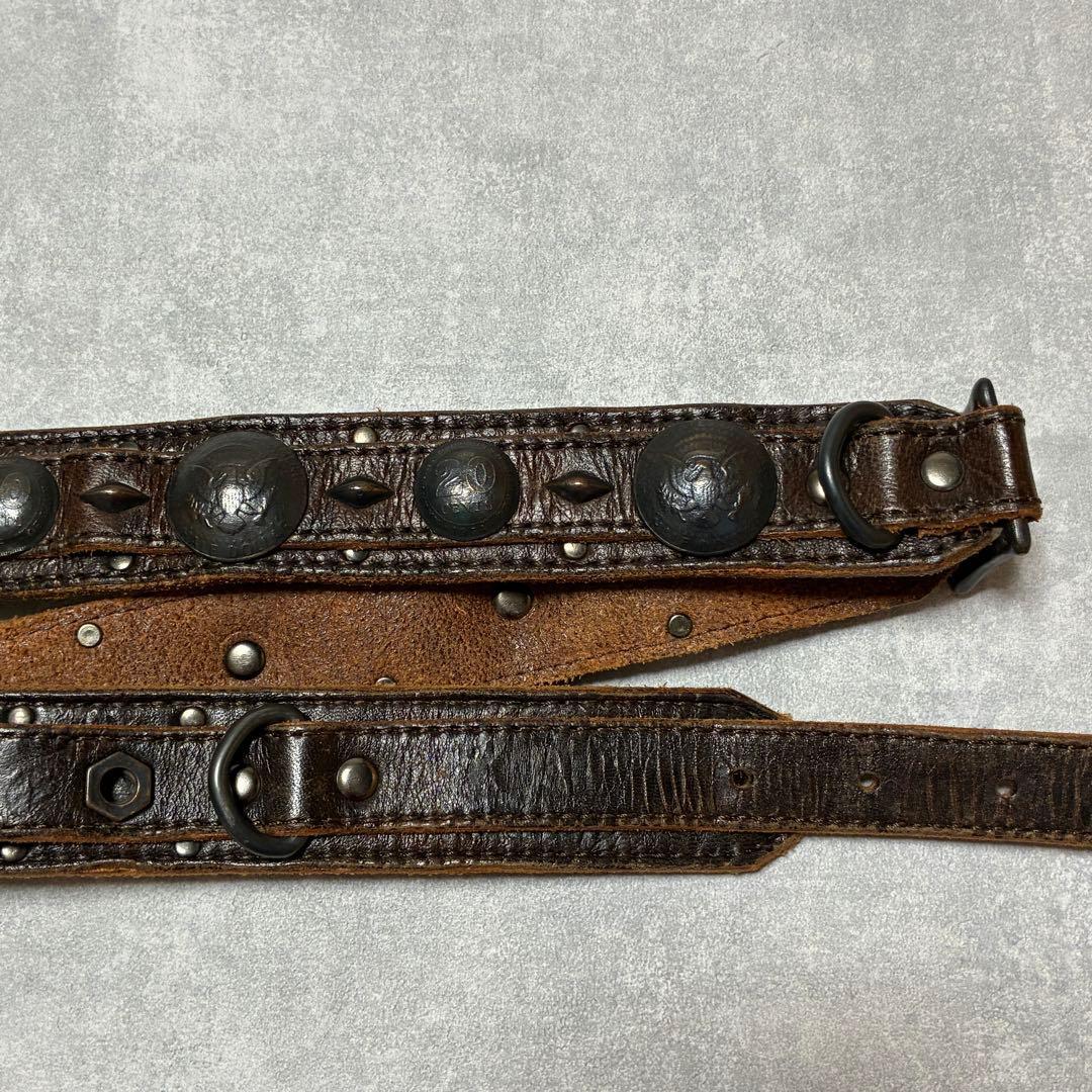 14th addiction レザーベルト コイン スタッズ ヴィンテージ加工 | CHASE