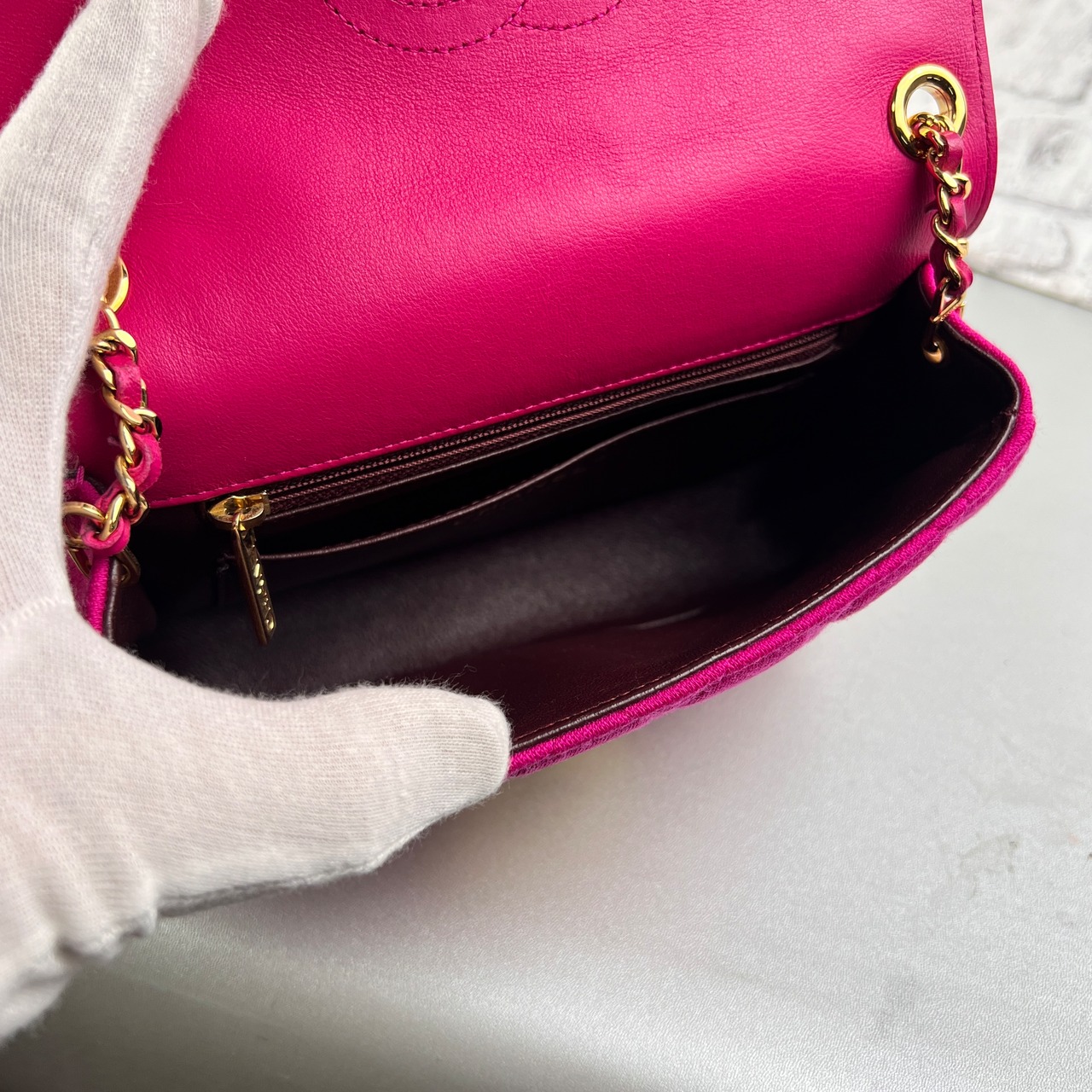 CHANEL シャネル マトラッセ シックミー ココマーク コットン ショルダーバッグ ピンク A-12418
